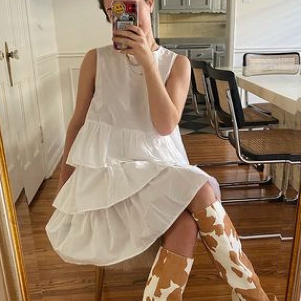 *NEW WITHOUT TAGS*  Who What Wear White Tiered Party Dress - Size Large